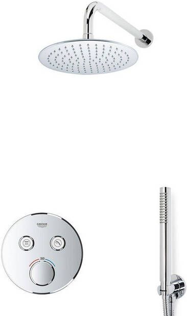 Grohe Grohtherm Regendoucheset Inbouw- hoofddouche 20 cm 2 functies handdouche staaf 1 stand wandarm chroom sw105953 SW104917 SW720559 SW696254 SW542643 SW496