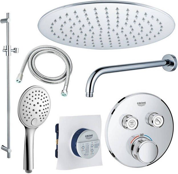 Grohe Grohtherm Regendoucheset inbouw hoofddouche 30 cm handdouche rond wandarm glijstang 90 cm chroom sw105953 SW104917  SW696252 SW496814 SW767373 SW76