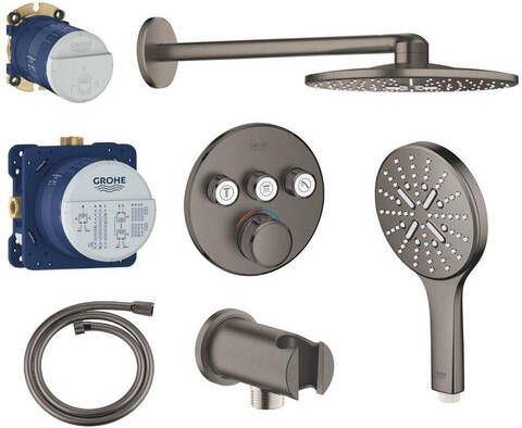 Grohe Grohtherm regendoucheset inbouw hoofddouche rond handdouche rond hard graphite geborsteld SW225090 SW105953 SW484601 SW108085 SW472379 SW107