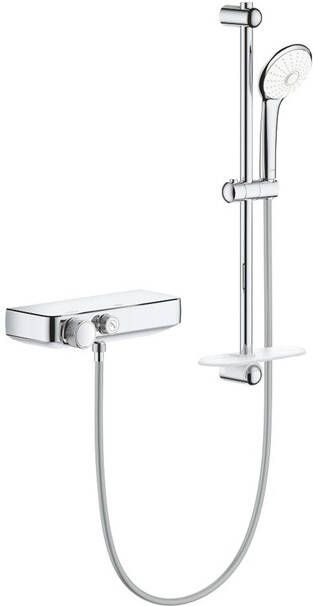 Grohe Grohtherm Smartcontrol Doucheset thermostatische douchekraan met glijstangset 60cm ronde handdouche 3 straalsoorten gladde doucheslang met zeepschaal chroom 34720000