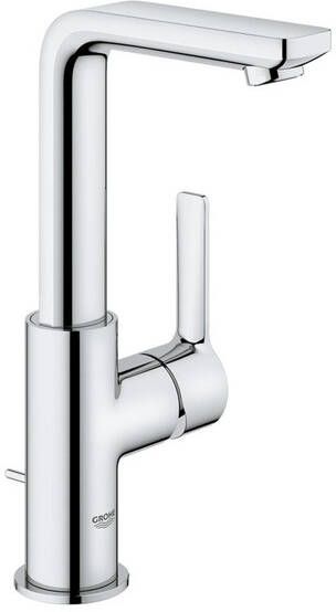 GROHE Lineare New Wastafelmengkraan L-size trekwaste eengreeps 1-gats 252mm hoogte glad 113mm uitloop draaibaar chroom