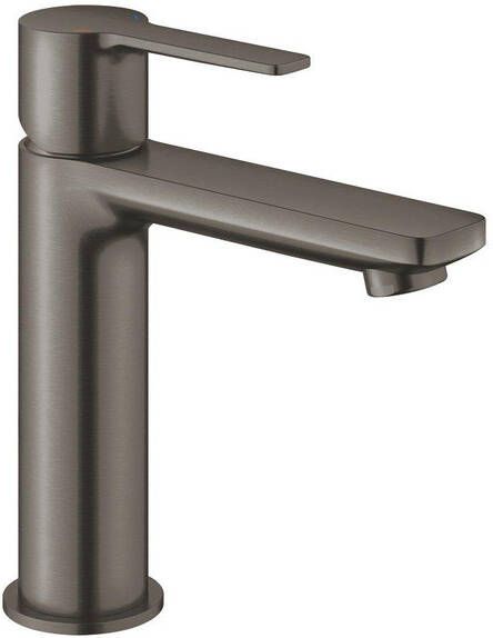 Grohe Lineare wastafelkraan s-size waterbesparend met push open waste gladde body brushed hard graphite (antraciet) 23106AL1