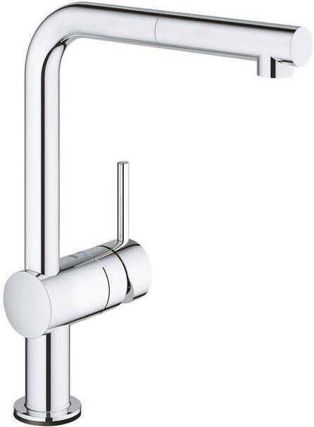 Grohe Minta Touch elektronische keukenkraan met draaibare L uitloop met uittrekbare mousseur en 6V lithium batterij chroom 31360001