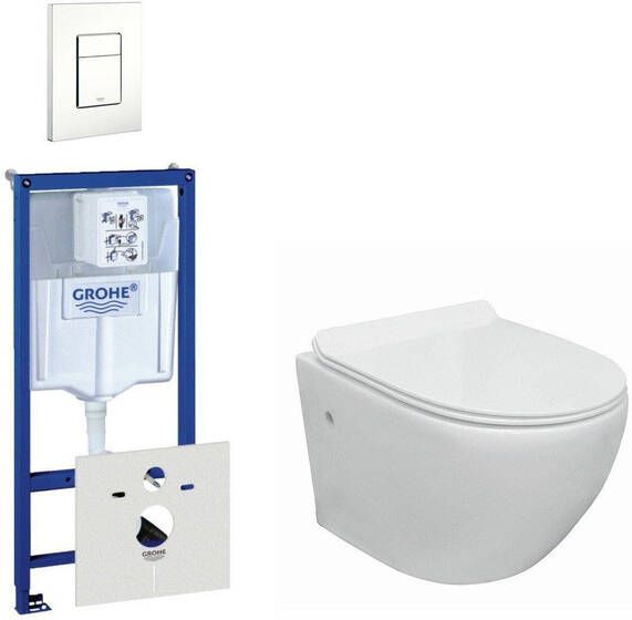 Grohe Nemo Go compact Toiletsetset spoelrandloos inbouwreservoir softclose quickrelease bedieningsplaat verticaal wit 0720003 0729205 sw242519