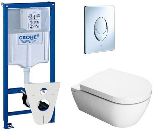 Grohe QeramiQ Salina toiletset met inbouwreservoir closetzitting met softclose en bedieningsplaat chroom 0729120 0729205 sw1271