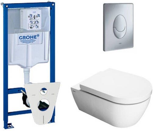 Grohe QeramiQ Salina toiletset met inbouwreservoir closetzitting met softclose en bedieningsplaat mat chroom 0729121 0729205 sw1271