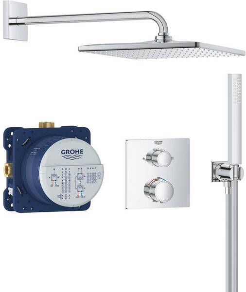 Grohe QuickFix Precision Thermostat Perfect inbouw douchesysteem met Vitalio Rain Mono 310 Cube hoofddouche chroom 34881000