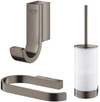 Grohe Selection Toiletaccessoires closethouder zonder klep closetborstelset handdoekhaak hard graphite geborsteld (antraciet) SW444311 SW444378 SW444153