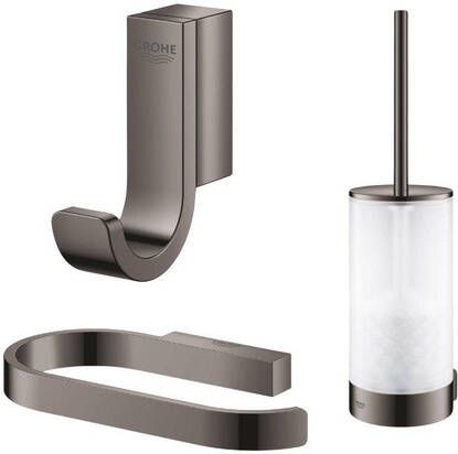 Grohe Selection Toiletaccessoires closethouder zonder klep closetborstelset handdoekhaak hard graphite glans (antraciet) SW499852 SW499837 SW500021