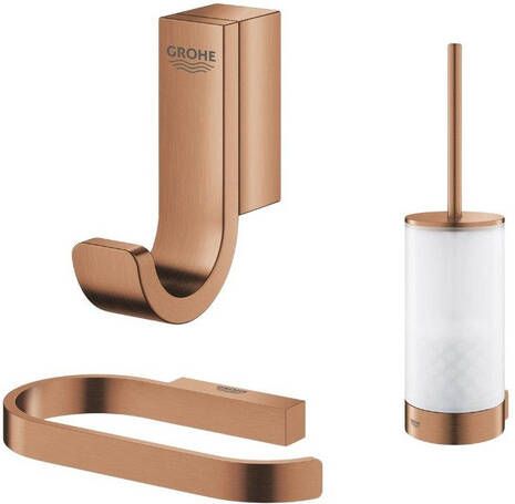 Grohe Selection Toiletaccessoires closethouder zonder klep closetborstelset handdoekhaak warm sunset brushed (koper) SW444377 SW444236 SW444531