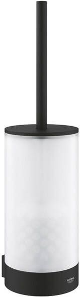GROHE Selection closetborstelgarnituur met mat glazen inzet wandmontage phantom black
