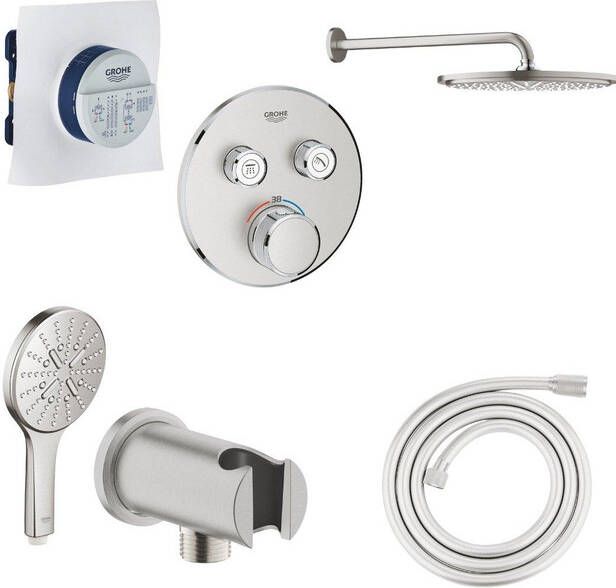 Grohe SmartControl Doucheset inbouwthermostaat inbouwbox hoofddouche handdouche handdouchehouder doucheslang supersteel brushed SW225095 SW105953 SW73276 SW472426 SW1077407 SW862