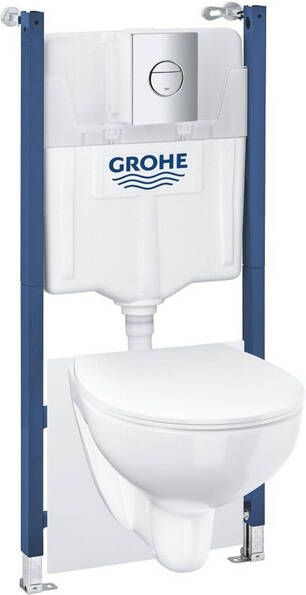 Grohe Solido Bau toiletset Rapid SL inbouwreservoir softclose zitting bedieningsplaat chroom glans Wit 39902000