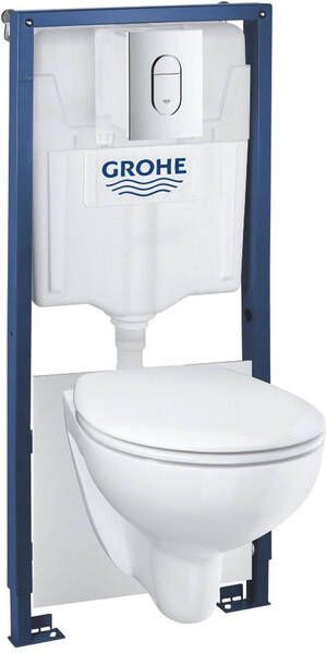 Grohe Solido Bau toiletset spoelrandloos softclose quickrelease zitting bedieningsplaat chroom glans Wit 39418000