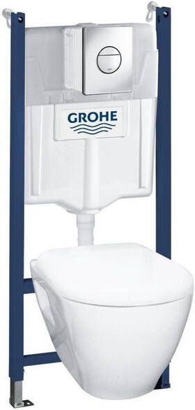 GROHE QuickFix Universeel wc pack 4 in 1 inclusief inbouwreservoir hangend toilet en Nova Cosmopolitan bedieningspaneel chroom
