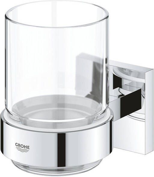 Grohe QuickFix Start Cube glashouder met glas chroom