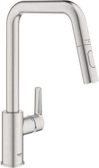 Grohe Start QuickFix Keukenkraan met uittrekbare handdouche met dual spray voorsprong 22.1cm supersteel 30631DC0