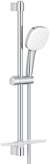 Grohe Tempesta 110 Cube Glijstangset 60cm vierkante handdouche 3 straalsoorten gladde doucheslang met zeephouder chroom 27576003