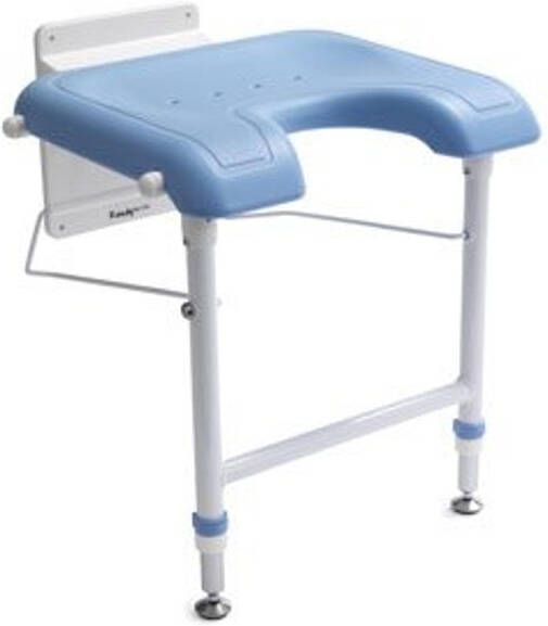 Linido opklapbare douchezitting met open voorzijde en hulppoot 50 x 41 x 36 5 cm blauw