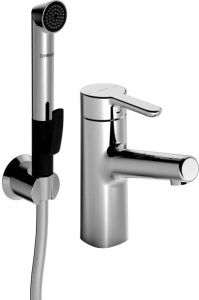 Hansa designo 1-gats wastafelkraan m. vaste uitloop m. gladde body m. handdouche chroom