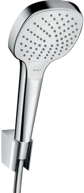 Hansgrohe Croma Select E PorterS badset met Croma Select E Vario handdouche met wandhouder met Isiflex`B doucheslang 160cm wit chroom 26413400