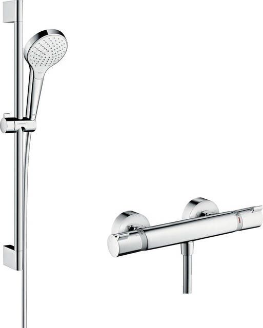 Hansgrohe Croma Select S Glijstangset croma select s vario handdouche 65cm Ecostat Comfort douchekraan thermostatisch wit chroom 27013400 - Foto 2