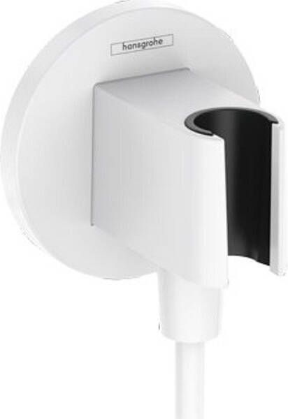 Hansgrohe FixFit S muuraansluitbocht m. handdouchehouder rond mat wit 26888700
