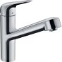 Hansgrohe M42 M427-H150 1-gats keukenkraan m. uittrekbare handdouche m. 120° draaibare uitloop chroom 71814000 - Thumbnail 1