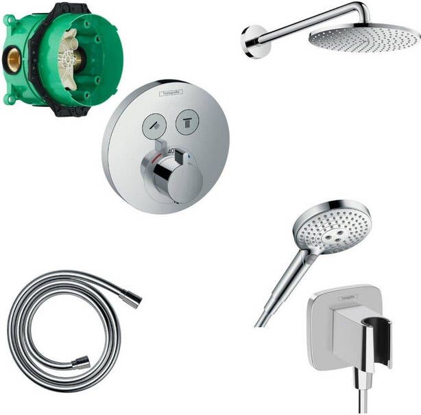 Hansgrohe Showerselect s Doucheset inbouwdeel thermostaat handdouche doucheslang handdouchehouder hoofddouche douchearm chroom 457051 451561 GA96164 603244 SW773896 SW204695