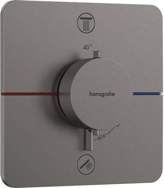 Hansgrohe ShowerSelect Comfort Q thermostaat inbouw voor 2 functies met geïntergreerde zekerheidscombinatie volgens EN1717 Brushed Black Chrome