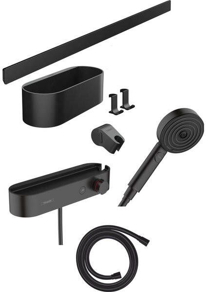 Hansgrohe Bundelset Handdouche WallStoris Thermostaat Glijstang en Opbergset Mat Zwart