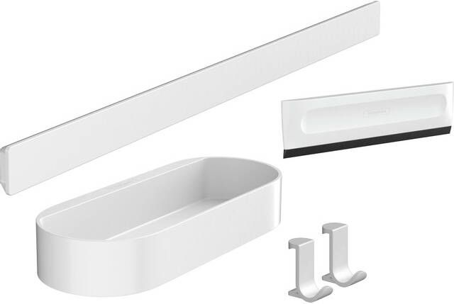 Hansgrohe Wallstoris set voor douche met rail korf haken en wisser mat wit