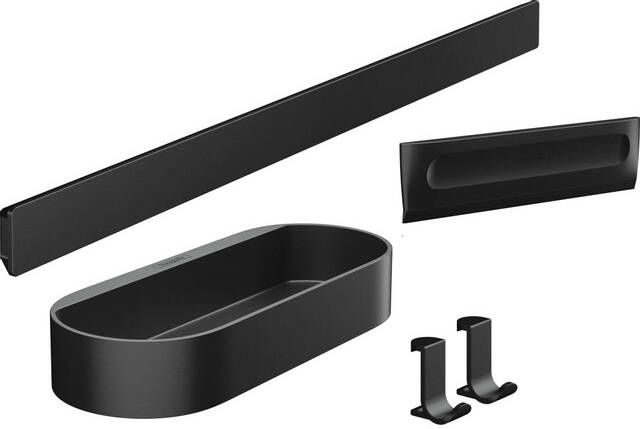 Hansgrohe Wallstoris set voor douche rail+korf+haken+wisser mat zwart