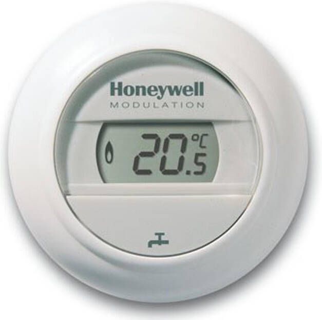 HONEYWELL HOME Honeywell Round Modulation Plus kamer thermostaat modulerend Opentherm 5..35graden verlicht display wit T87C2055