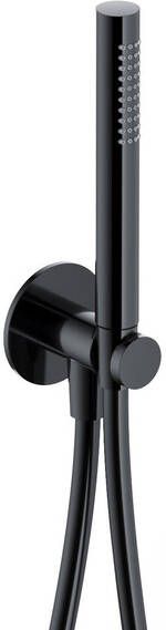 Hotbath Ace Handdoucheset staafhanddouche wandsteun met uitlaat 150cm doucheslang Gepolijst Zwart PVD AC440PBP