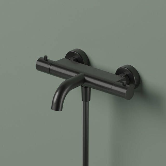 Hotbath ACE Thermostatische badkraan opbouw 2 functies Geborsteld Zwart PVD AC022MBP