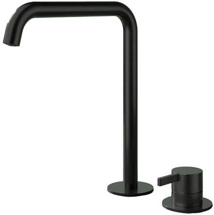 Hotbath Ace Wastafelmengkraan hoog opbouw draaibare uitloop 2gats PVD zwart geborsteld PVD AC023HMBP