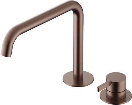 Hotbath ACE 2-gats wastafelmengkraan met draaibare uitloop zonder waste 20 5 cm geborsteld koper pvd