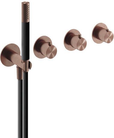 Hotbath Archie AR7071EXTIX afbouwdeel inbouw bad douche thermostaat 2 stopkranen zonder uitloop RVS316 Geborsteld Koper PVD