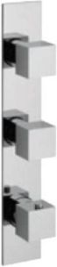 Douche Concurrent Douchekraan Hotbath Bloke Inbouw Thermostatisch Vierkant Verticaal Geborsteld Nikkel 3 Greeps