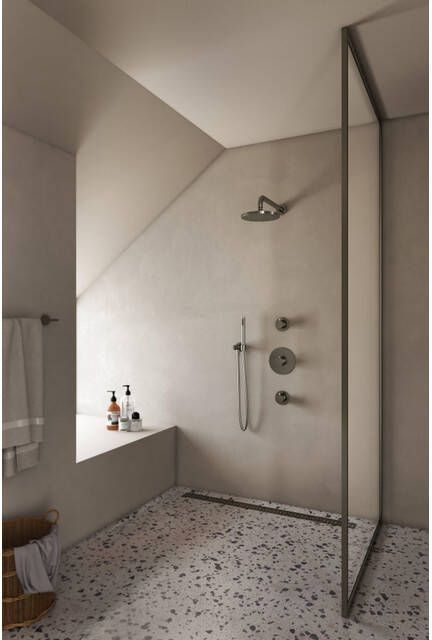 Hotbath Buddy IBS Regendoucheset 35cm wandarm 20cm ronde hoofddouche staafhanddouche geborsteld nikkel IBS1GN