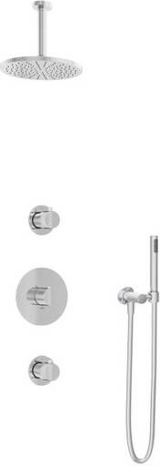 Hotbath Buddy IBS1 Regendoucheset 2 stopkranen 15cm plafondarm 20cm ronde hoofddouche staafhanddouche chroom IBS1CR2
