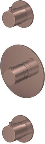 Hotbath Buddy inbouwthermostaat 2 stopkranen geborsteld koper PVD CB007EXTBCP