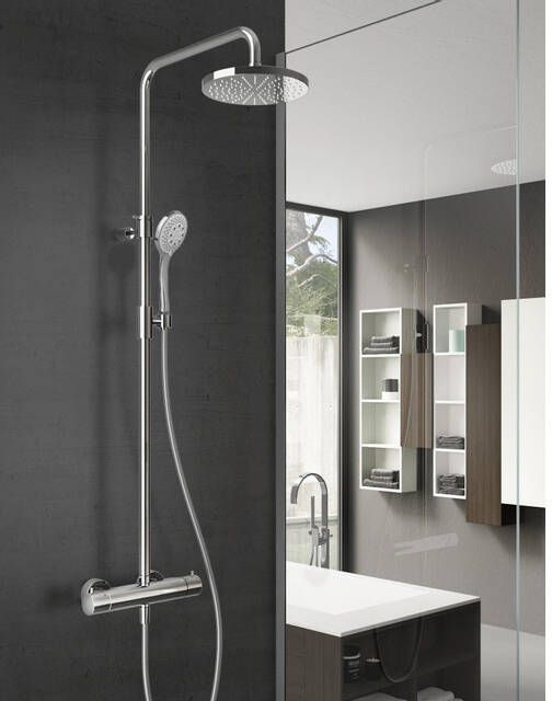 Hotbath Get together SDS1 thermostatsiche regendoucheset 25cm ronde hoofddouche 3 standen ronde handdouche nikkel geborsteld SDS1GN14