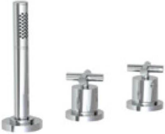 Douche Concurrent Badkraan Hotbath Chap Inbouw Thermostatisch Rond Geborsteld Nikkel 2 Greeps met Handdouche