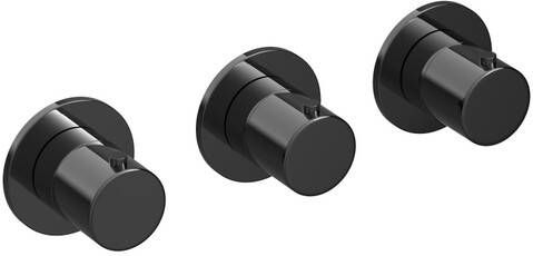 Hotbath COBBER Afbouw douche thermostaat met 2 stopkranen horizontaal of verticaal Gepolijst zwart PVD CB7067EXTPBP