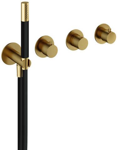 Hotbath Cobber afbouwdeel inbouw badendouche thermostaat met 2 stopkranen zonder uitloop geborsteld messing (goud) PVD CB7071EXTBBP