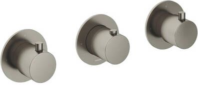 Hotbath Cobber afbouwdeel inbouw douche thermostaat met 2 stopkranen horizontale plaatsing geborsteld nikkel CB7067EXTGN