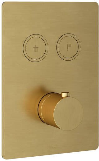 Hotbath Cobber afbouwdeel inbouwthermostaat met 2 pushbuttons geborsteld messing (goud) PVD PB009QEXTBBP