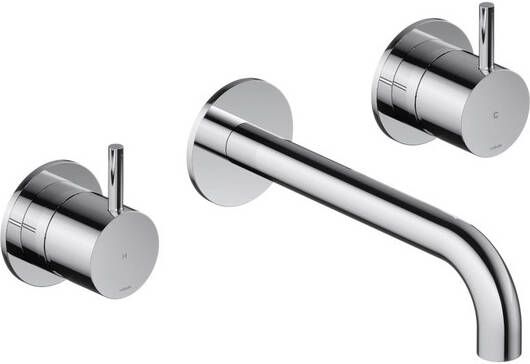 Hotbath Cobber CB105TEXT18 afbouwdeel inbouw wastafelkraan 3-gats met 18cm uitloop chroom